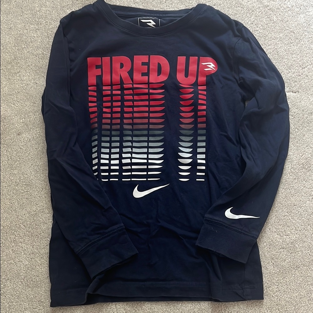 Nike Kids Long Sleeve Tee - Navy and Red